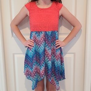 Pink Violet shark bite hem dress, size L
